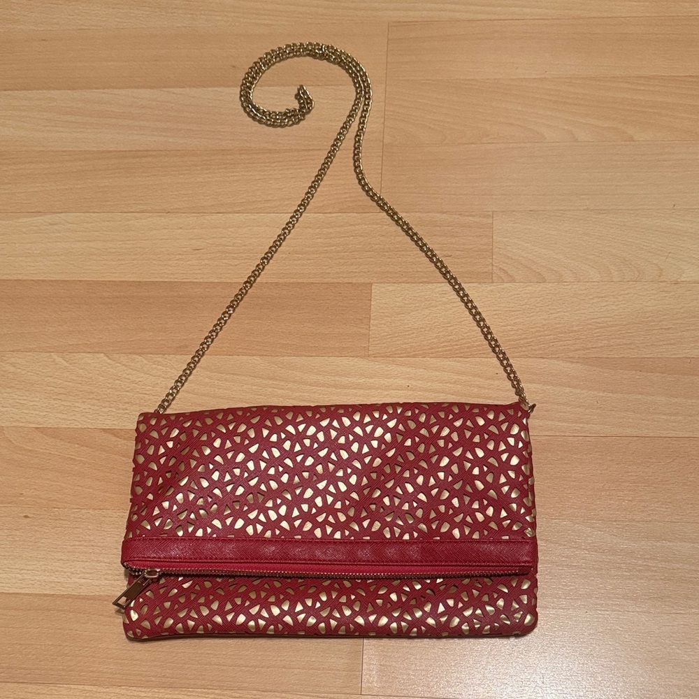 Elegant Dark Red Cutout Clutch